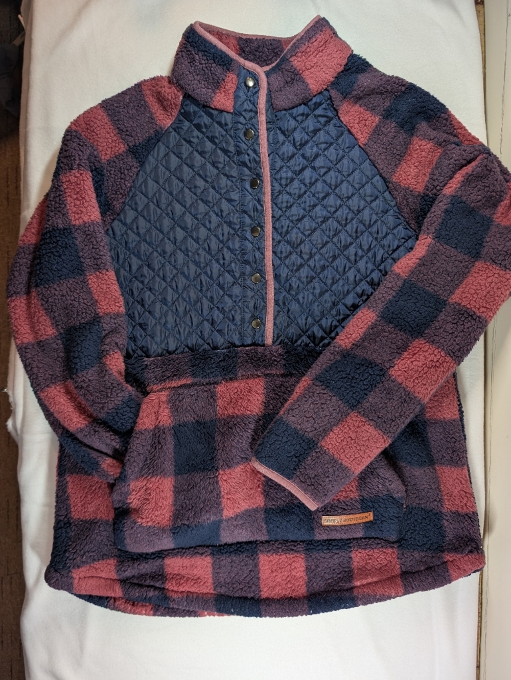Simply Southern Sherpa Checkered 1/2 Button Pullover‎